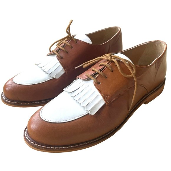 Cooperative Shoes - Cooperative Urban Outfitters Brown White Spectator Oxford Kiltie Shoes Womens 9